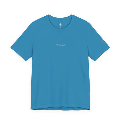 Seek Jesus Embroidered Christian T Shirt | Minimal Faith Tee