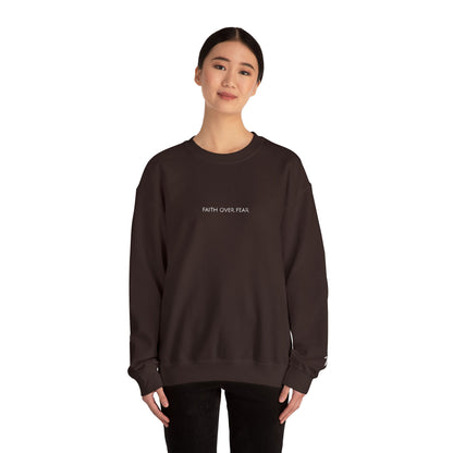 Faith Over Fear Embroidered Crewneck | Minimal Christian Sweatshirt