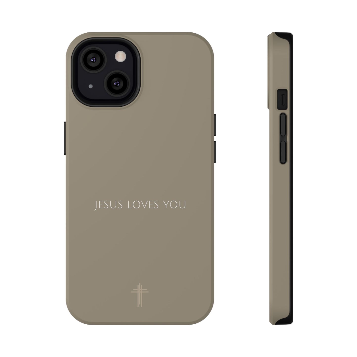 Jesus Loves You Tan iPhone Case | Minimal Christian Faith Phone Case