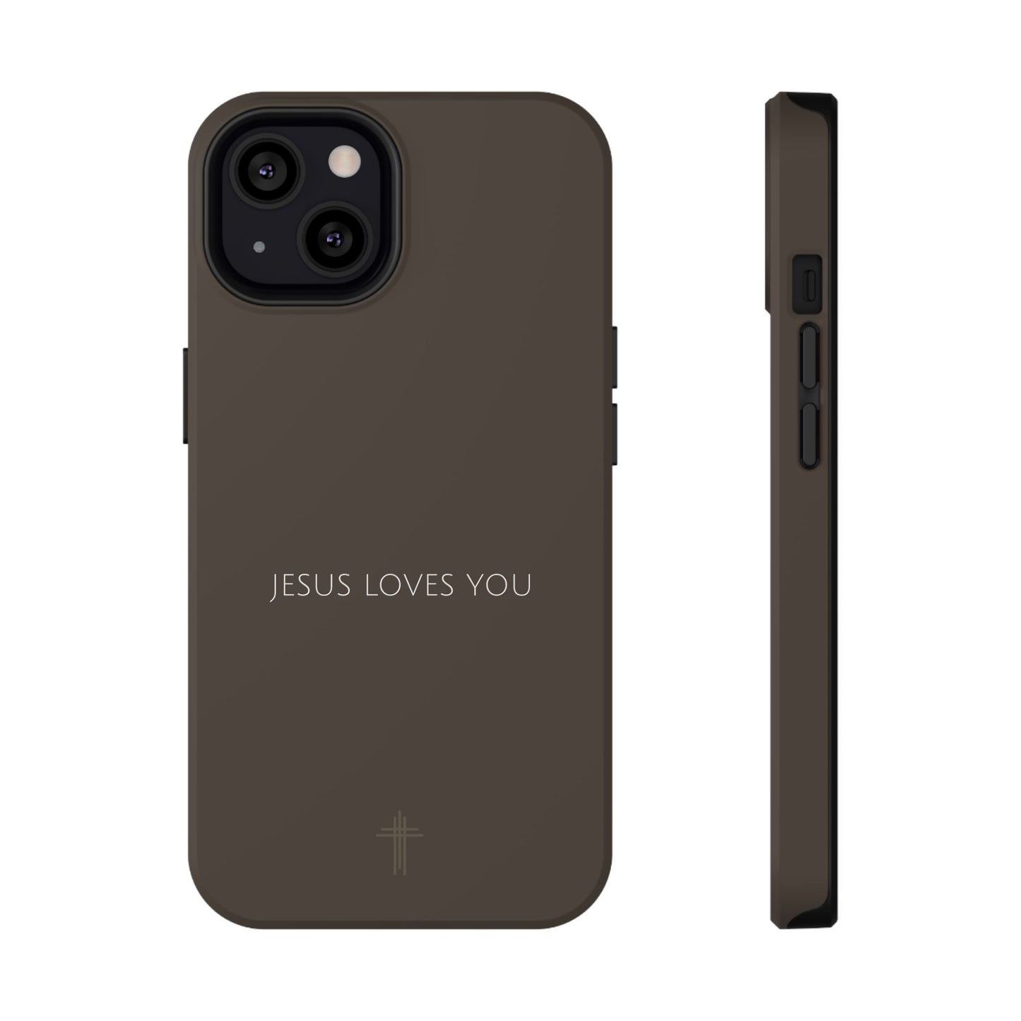 Jesus Loves You Brown iPhone Case | Minimal Christian Faith Phone Case