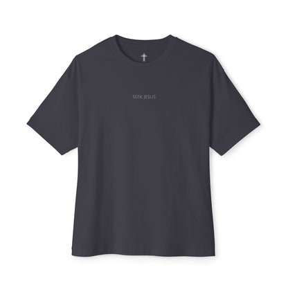 Seek Jesus Oversized Boxy Christian T-Shirt | Minimal Faith-Based Apparel