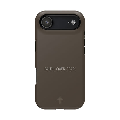 Faith Over Fear Brown iPhone Case | Minimal Christian Faith Phone Case