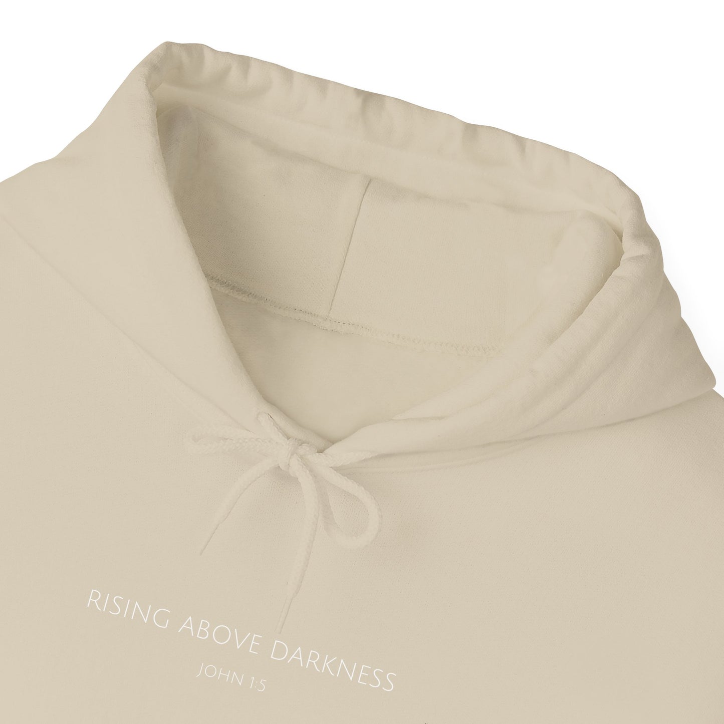 Rising Above Darkness John 1:5 Hoodie | Minimal Christian Faith-Based Apparel