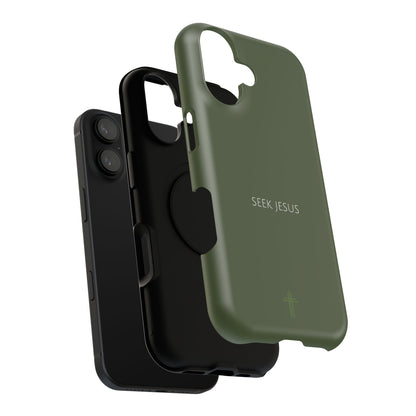 Seek Jesus Green iPhone Case | Minimal Christian Faith Phone Case