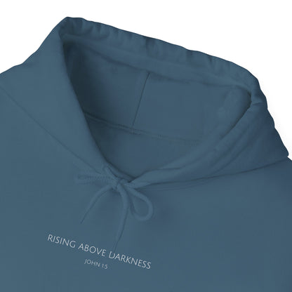 Rising Above Darkness John 1:5 Hoodie | Minimal Christian Faith-Based Apparel