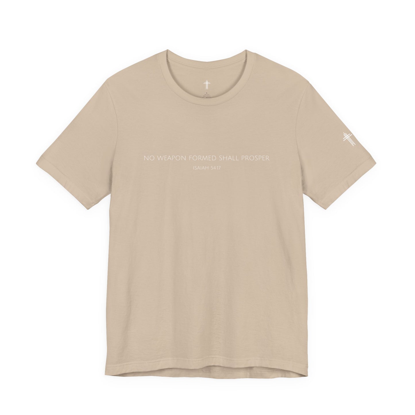 No Weapon Formed Shall Prosper Isaiah 54:17 Christian T Shirt | Minimal Faith Tee