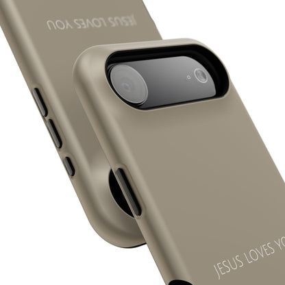 Jesus Loves You Tan iPhone Case | Minimal Christian Faith Phone Case