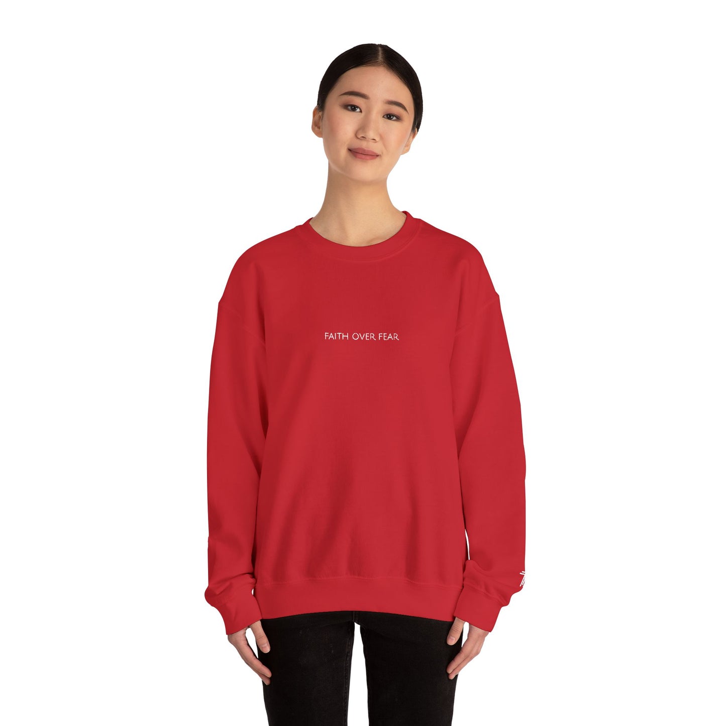 Faith Over Fear Embroidered Crewneck | Minimal Christian Sweatshirt