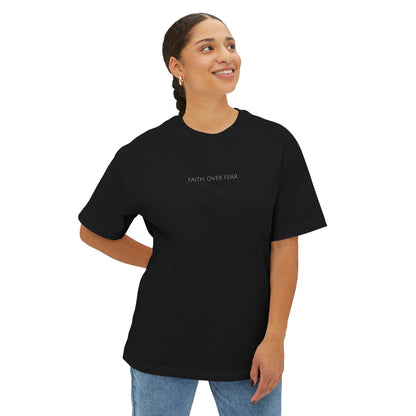 Faith Over Fear Oversized Boxy Christian T-Shirt | Minimal Faith-Based Apparel