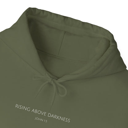 Rising Above Darkness John 1:5 Hoodie | Minimal Christian Faith-Based Apparel