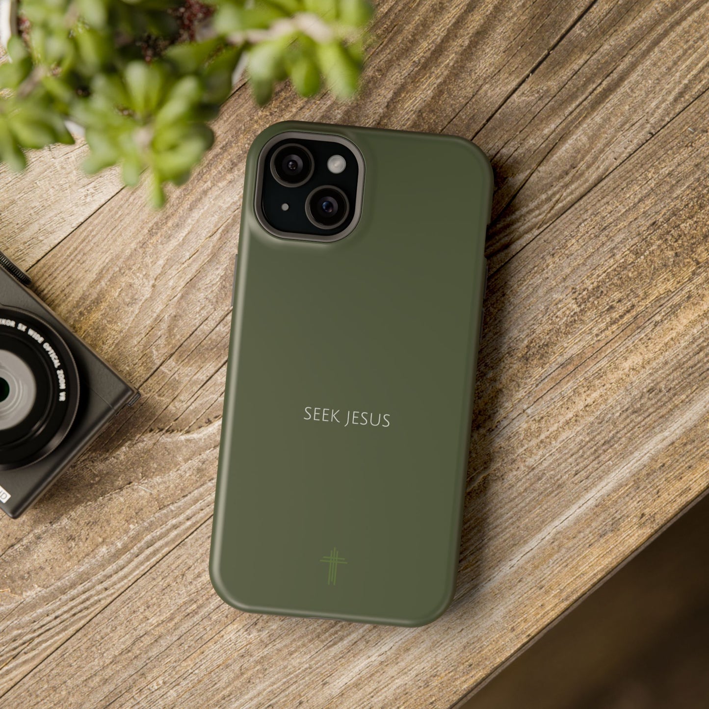 Seek Jesus Green iPhone Case | Minimal Christian Faith Phone Case