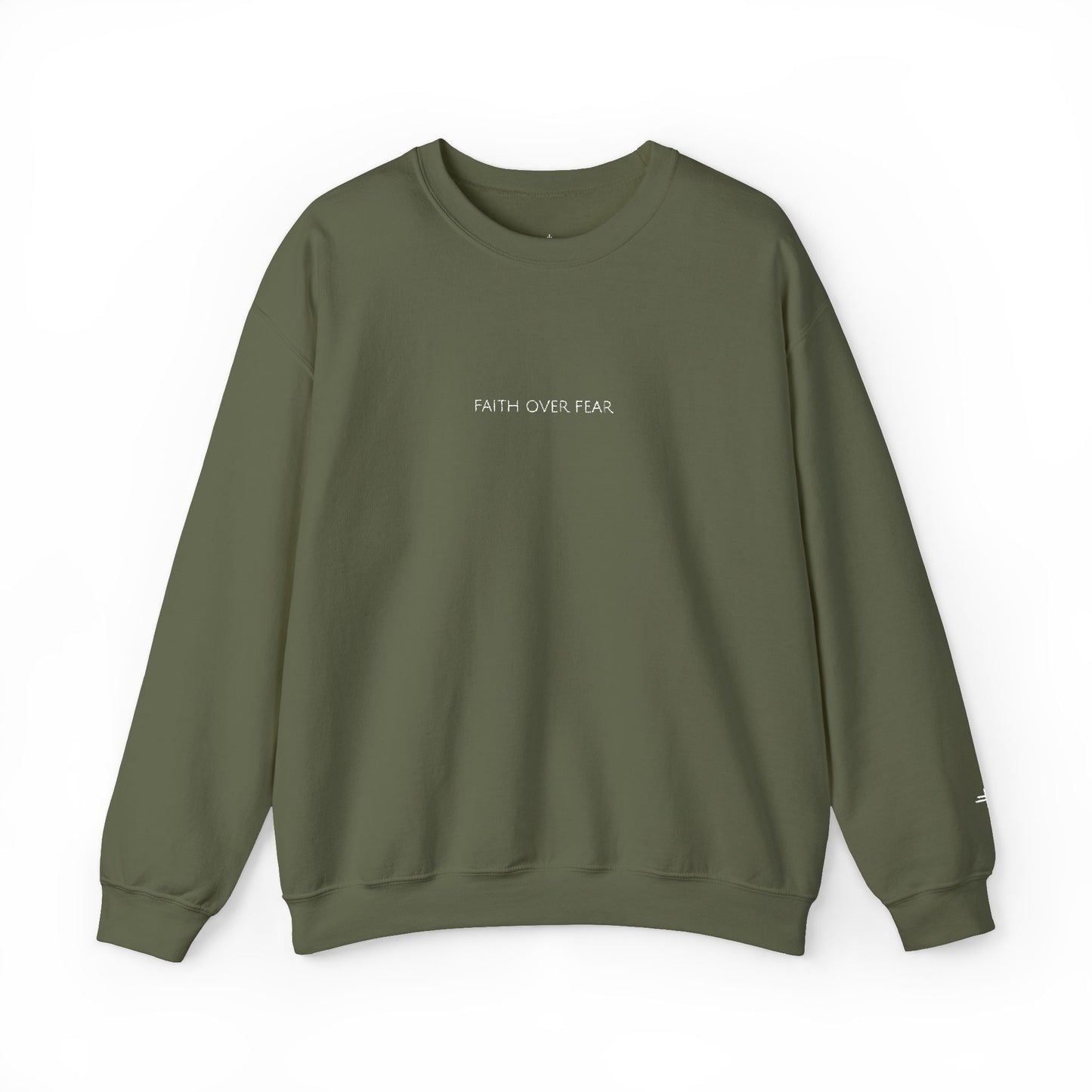 Faith Over Fear Embroidered Crewneck | Minimal Christian Sweatshirt