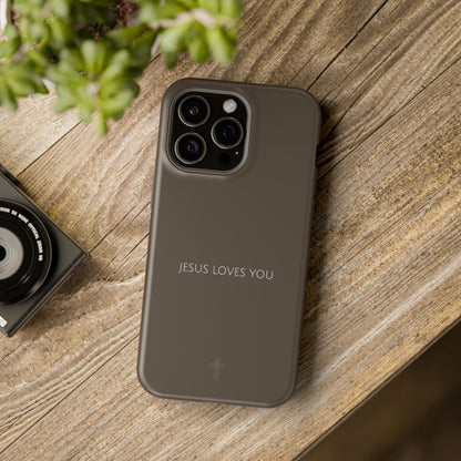 Jesus Loves You Brown iPhone Case | Minimal Christian Faith Phone Case