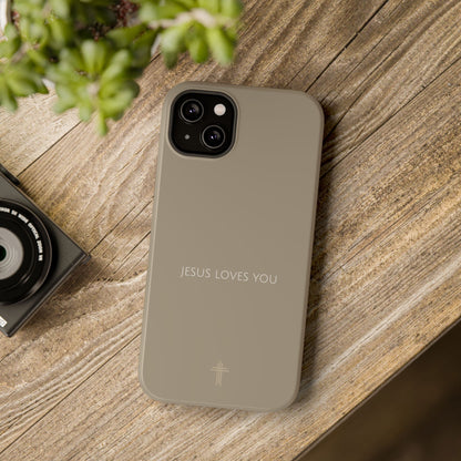 Jesus Loves You Tan iPhone Case | Minimal Christian Faith Phone Case