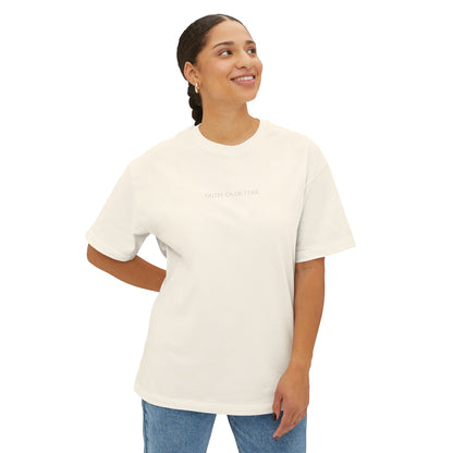Faith Over Fear Oversized Boxy Christian T-Shirt | Minimal Faith-Based Apparel