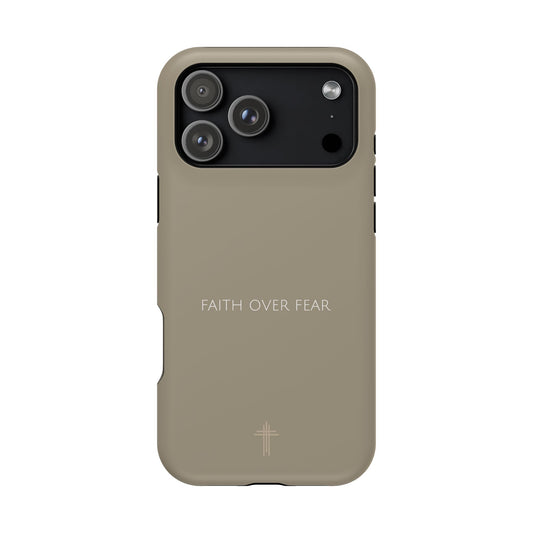 Faith Over Fear Tan iPhone Case | Minimal Christian Faith Phone Case