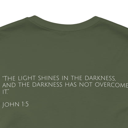 John 1:5 (Rising Above Darkness) Bible Verse | Christian Shirt