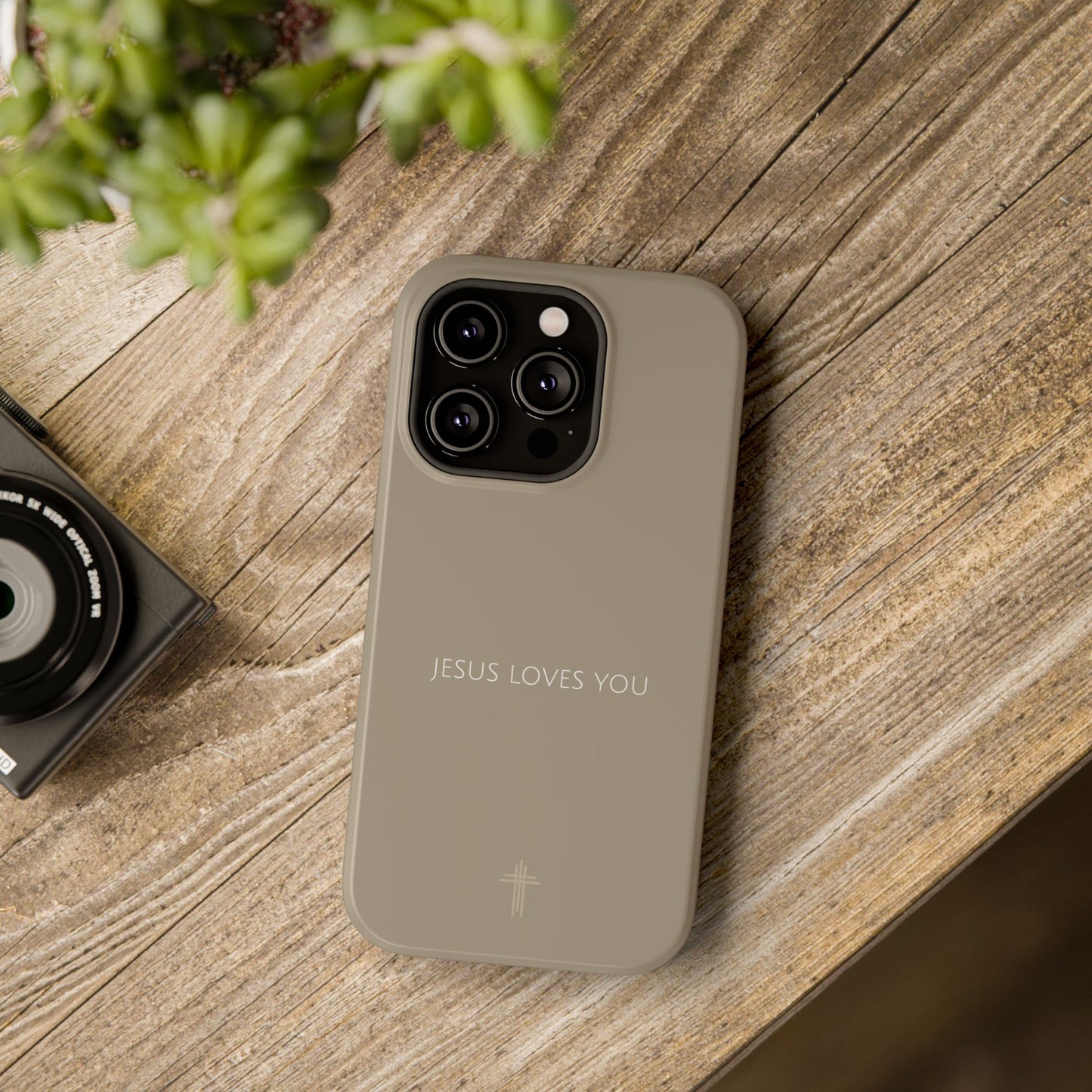 Jesus Loves You Tan iPhone Case | Minimal Christian Faith Phone Case