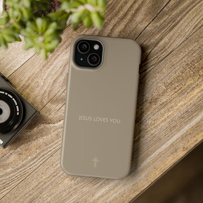 Jesus Loves You Tan iPhone Case | Minimal Christian Faith Phone Case