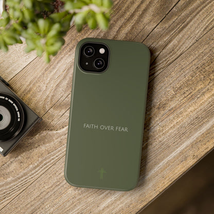 Faith Over Fear Green iPhone Case | Minimal Christian Faith Phone Case