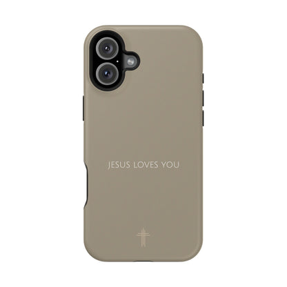 Jesus Loves You Tan iPhone Case | Minimal Christian Faith Phone Case