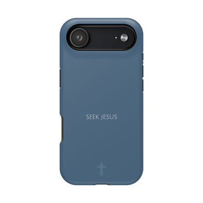 Seek Jesus Blue iPhone Case | Minimal Christian Faith Phone Case