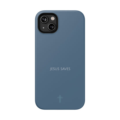 Jesus Saves Blue iPhone Case | Minimal Christian Faith Phone Case