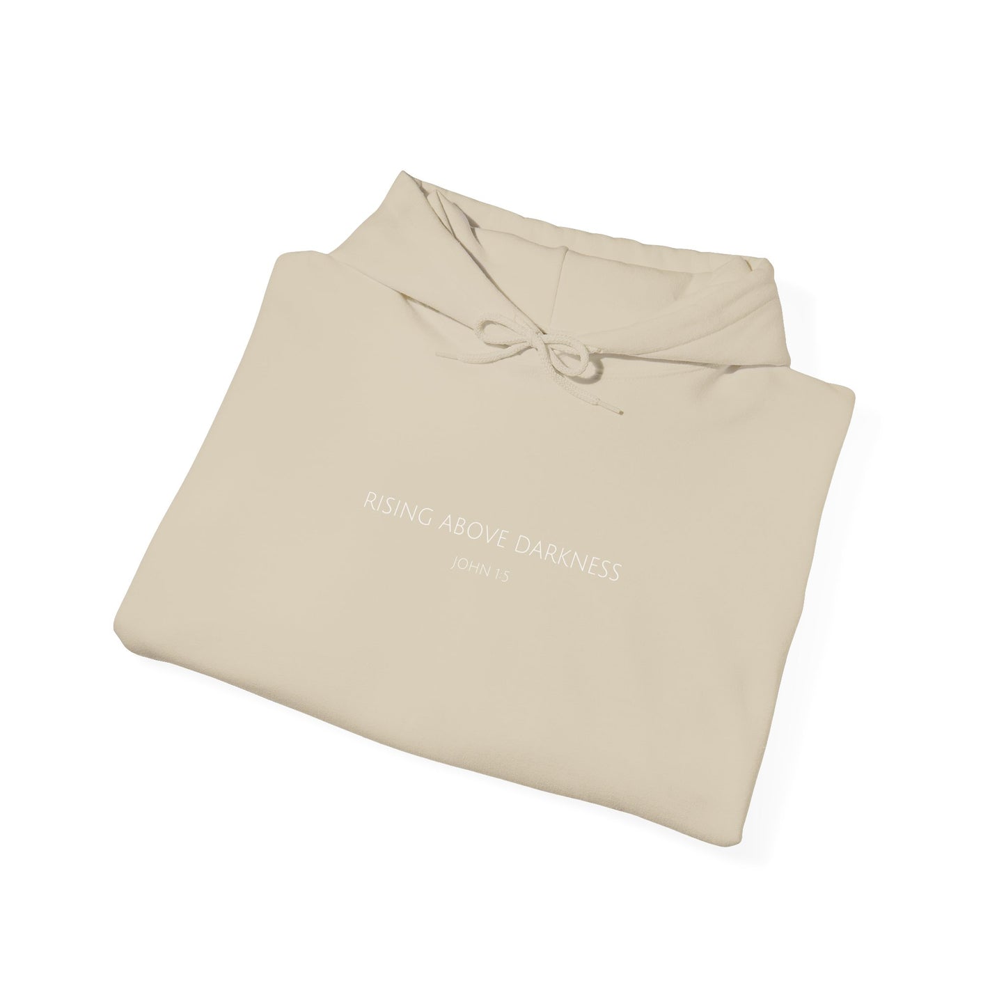 Rising Above Darkness John 1:5 Hoodie | Minimal Christian Faith-Based Apparel