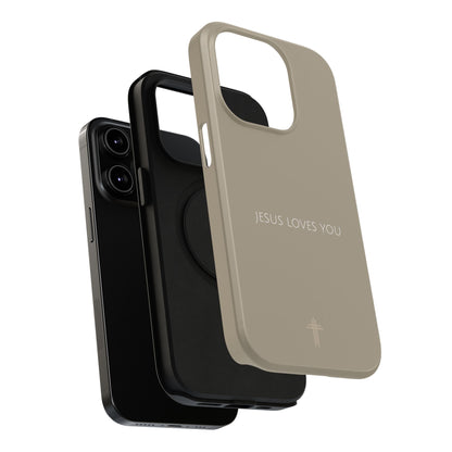 Jesus Loves You Tan iPhone Case | Minimal Christian Faith Phone Case