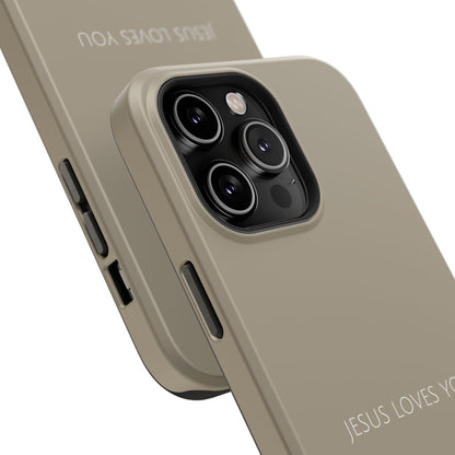 Jesus Loves You Tan iPhone Case | Minimal Christian Faith Phone Case