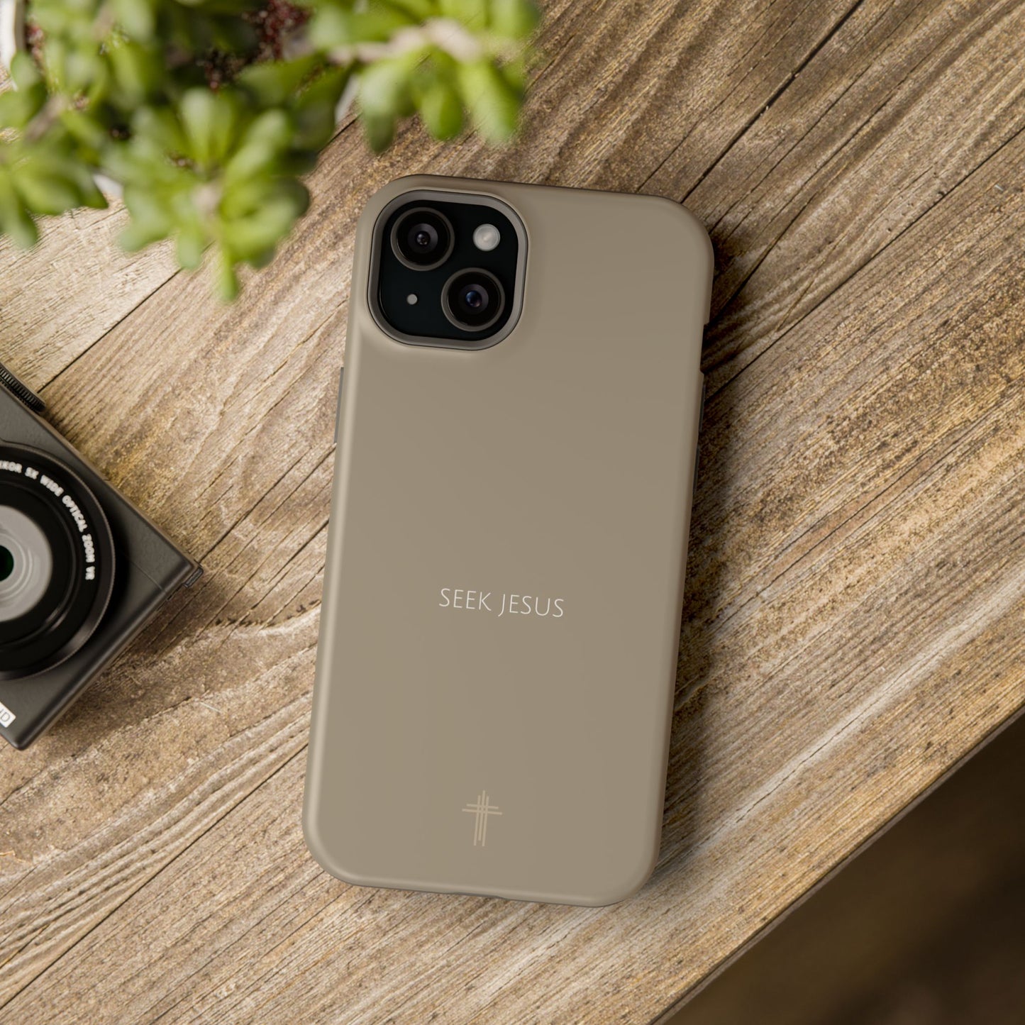Seek Jesus Tan iPhone Case | Minimal Christian Faith Phone Case