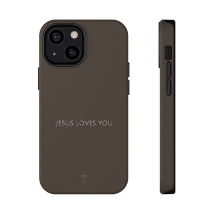 Jesus Loves You Brown iPhone Case | Minimal Christian Faith Phone Case