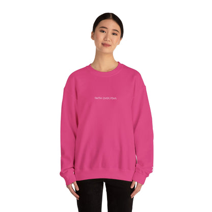 Faith Over Fear Embroidered Crewneck | Minimal Christian Sweatshirt