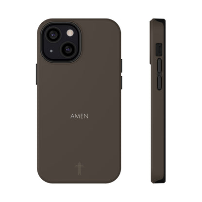 Amen Brown iPhone Case | Minimal Christian Faith Phone Case