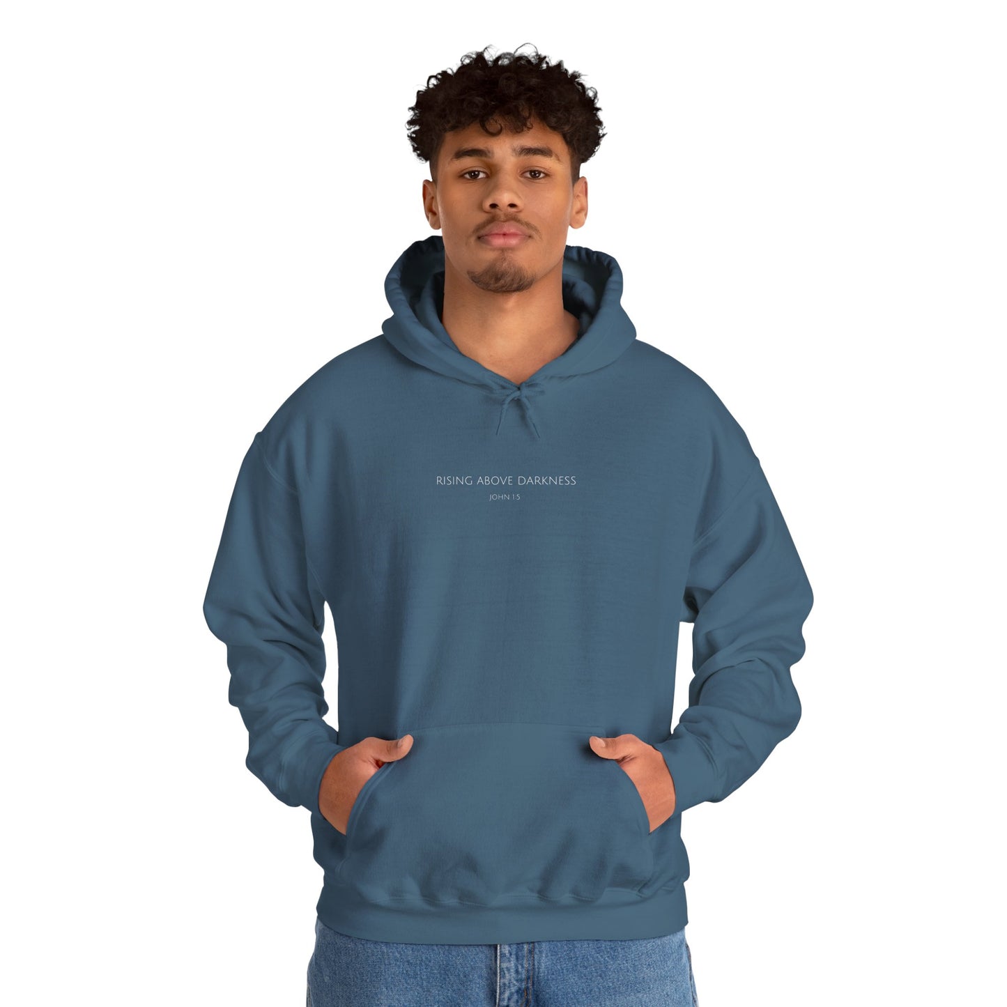 Rising Above Darkness John 1:5 Hoodie | Minimal Christian Faith-Based Apparel