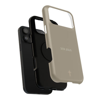Seek Jesus Tan iPhone Case | Minimal Christian Faith Phone Case