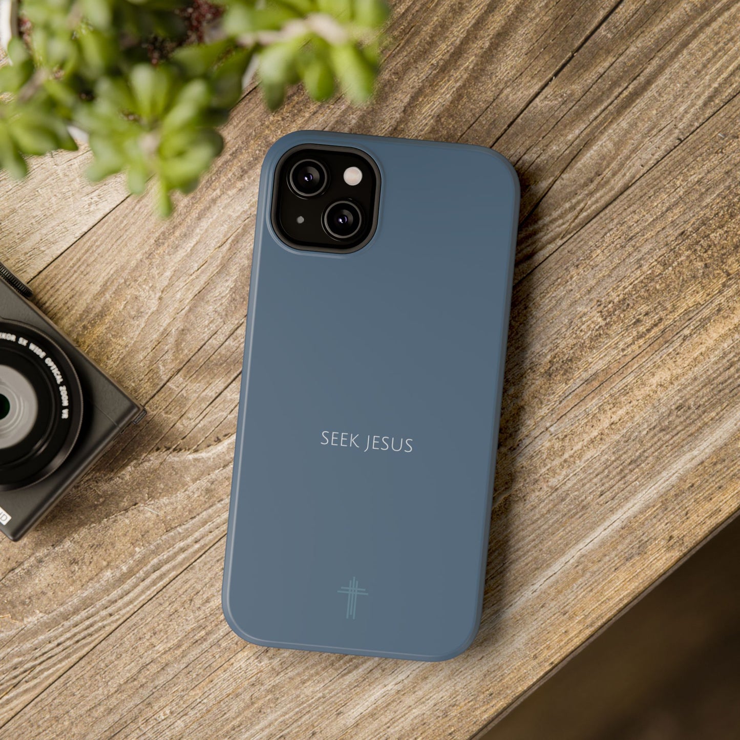 Seek Jesus Blue iPhone Case | Minimal Christian Faith Phone Case