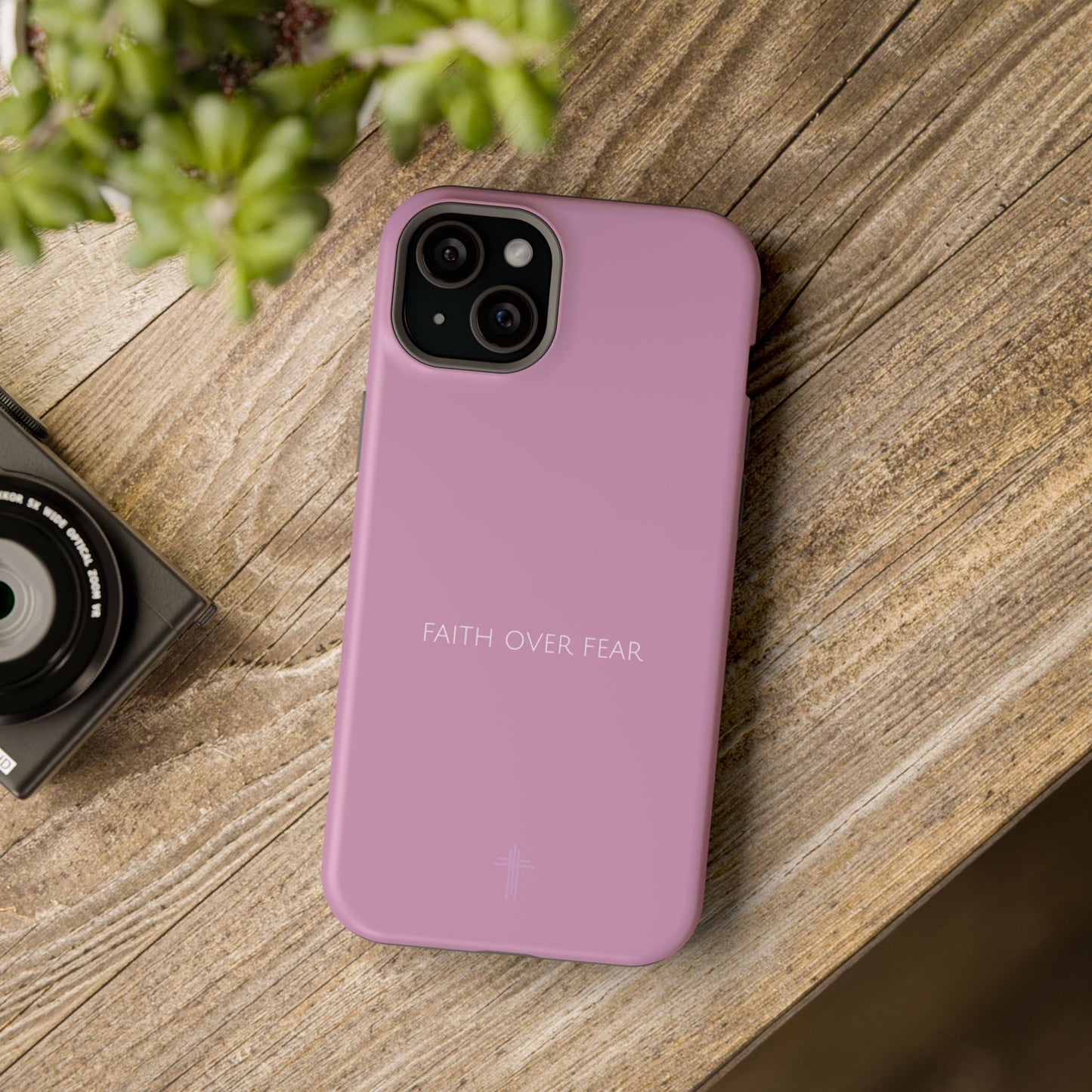 Faith Over Fear Pink iPhone Case | Minimal Christian Faith Phone Case