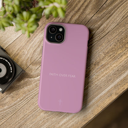 Faith Over Fear Pink iPhone Case | Minimal Christian Faith Phone Case