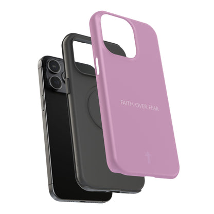 Faith Over Fear Pink iPhone Case | Minimal Christian Faith Phone Case