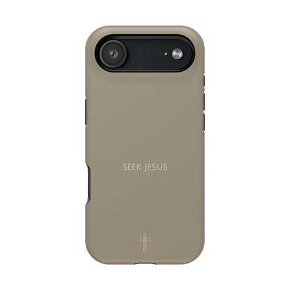 Seek Jesus Tan iPhone Case | Minimal Christian Faith Phone Case