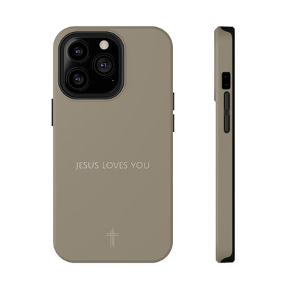Jesus Loves You Tan iPhone Case | Minimal Christian Faith Phone Case