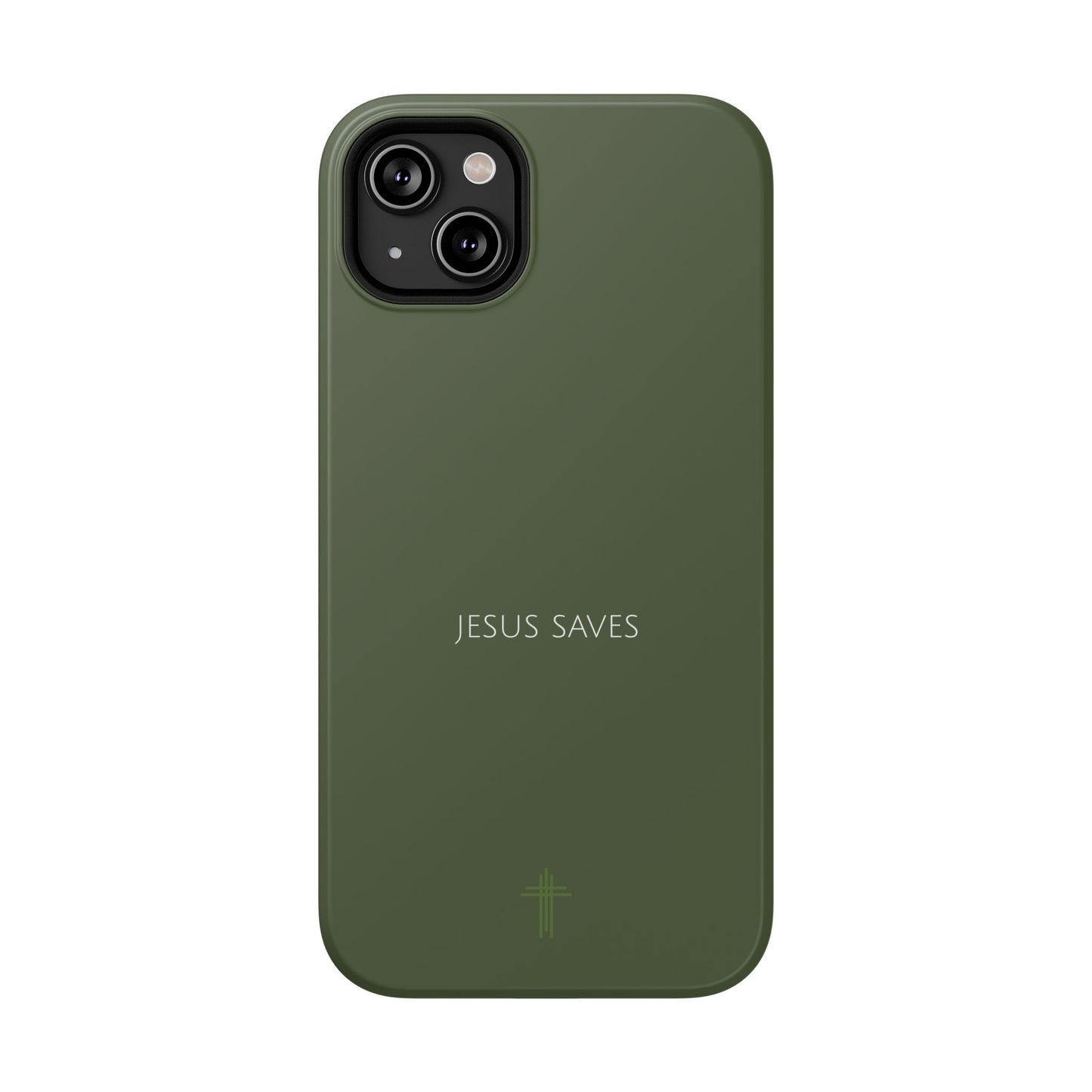 Jesus Saves Green iPhone Case | Minimal Christian Faith Phone Case