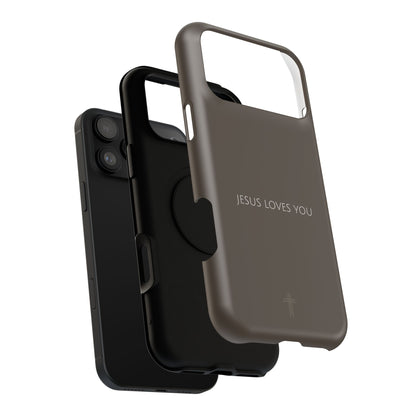 Jesus Loves You Brown iPhone Case | Minimal Christian Faith Phone Case