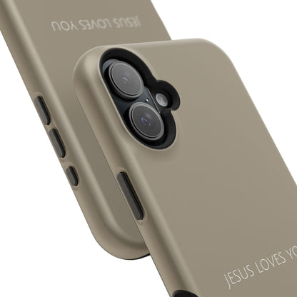Jesus Loves You Tan iPhone Case | Minimal Christian Faith Phone Case