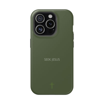 Seek Jesus Green iPhone Case | Minimal Christian Faith Phone Case