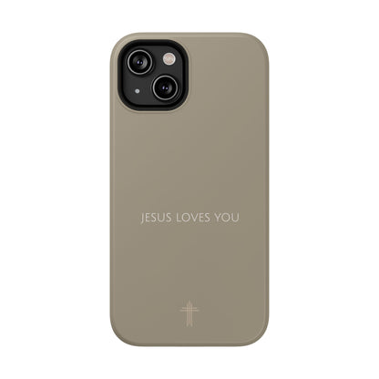 Jesus Loves You Tan iPhone Case | Minimal Christian Faith Phone Case