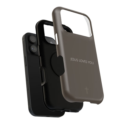 Jesus Loves You Brown iPhone Case | Minimal Christian Faith Phone Case