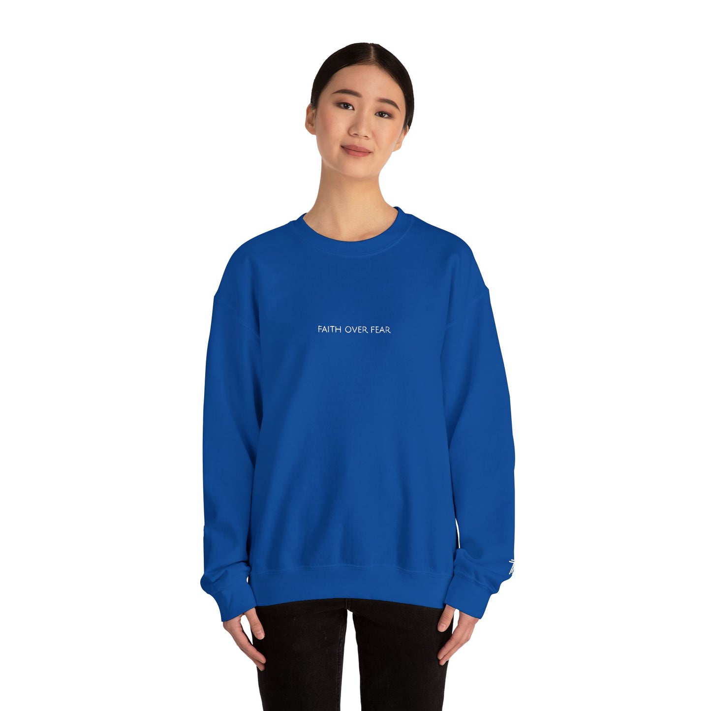 Faith Over Fear Embroidered Crewneck | Minimal Christian Sweatshirt