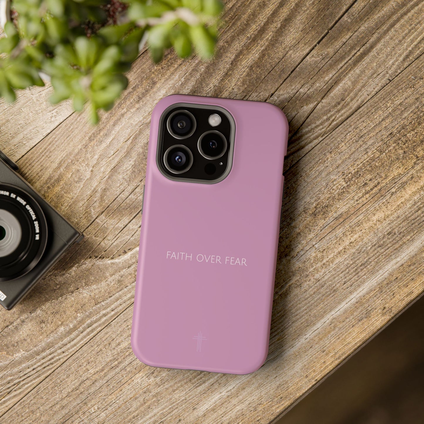 Faith Over Fear Pink iPhone Case | Minimal Christian Faith Phone Case